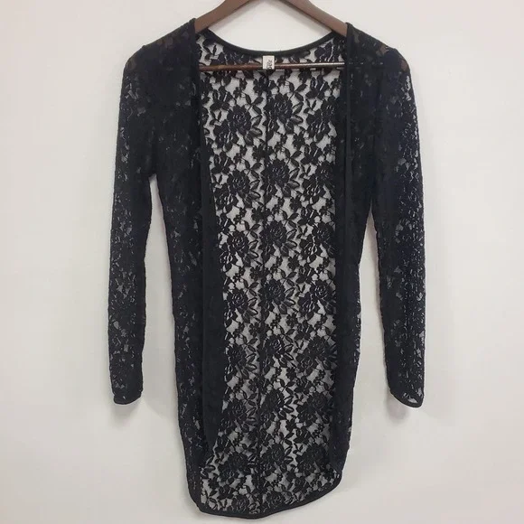 Zeagoo Women Lace Fairy Grunge Open Front Top Size XS Black Gothic Dark Romantic - Picture 1 of 10